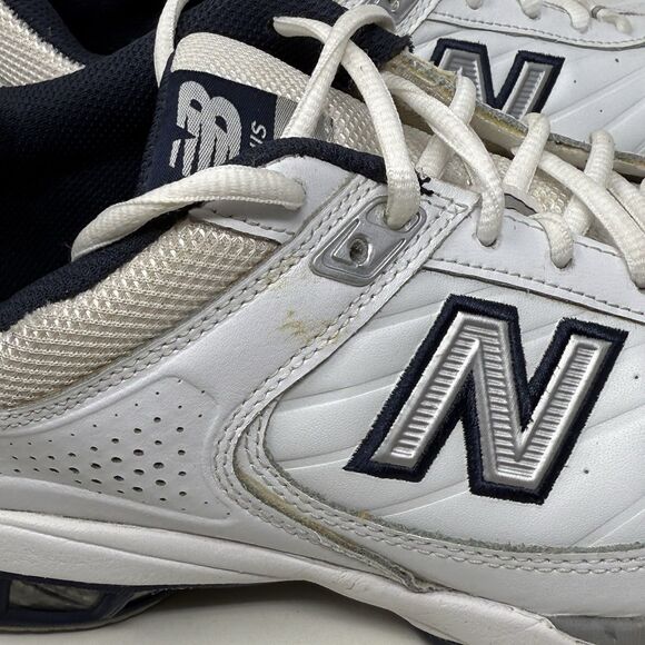 New Balance 806 Tennis Shoes Mens 9 2E Wide White Blue Leather Walking Sneakers - Picture 4 of 16